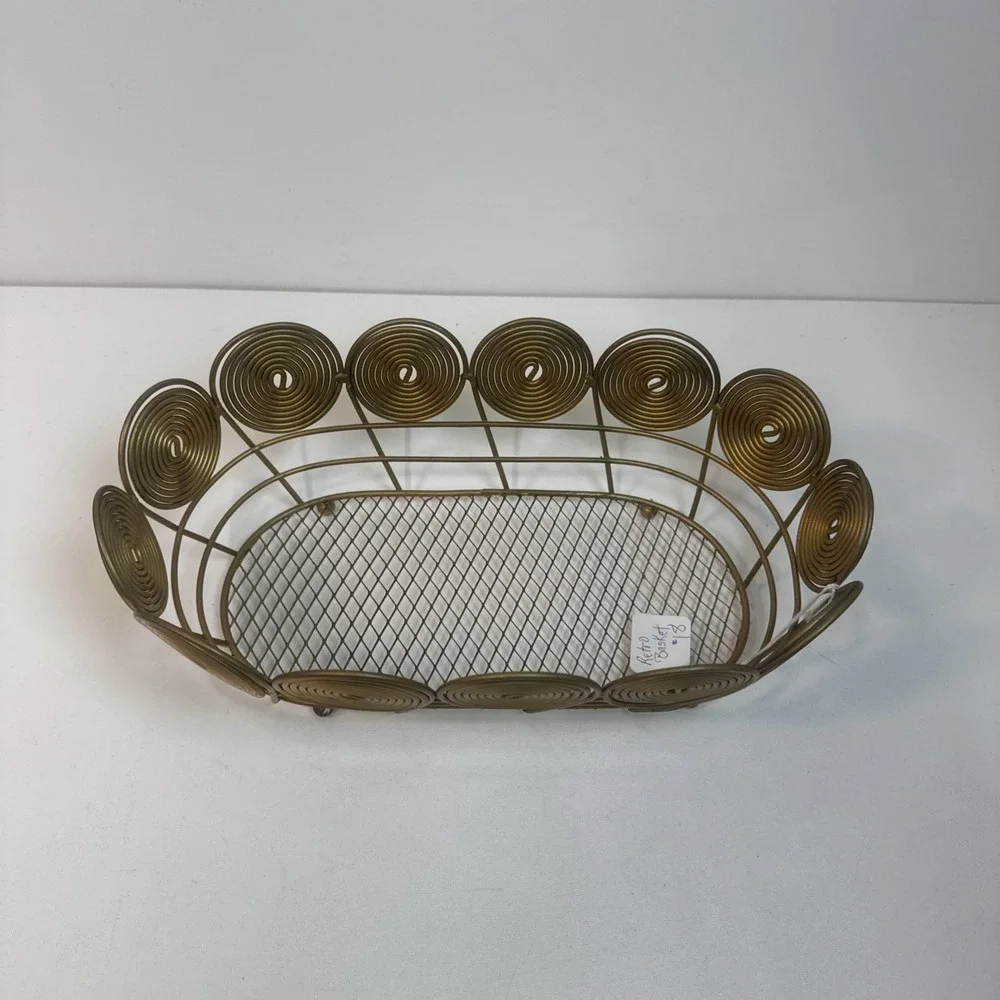 Retro Atomic Coiled Wire Basket‎ Bread Rolls Letters Desk Organizer MCM
